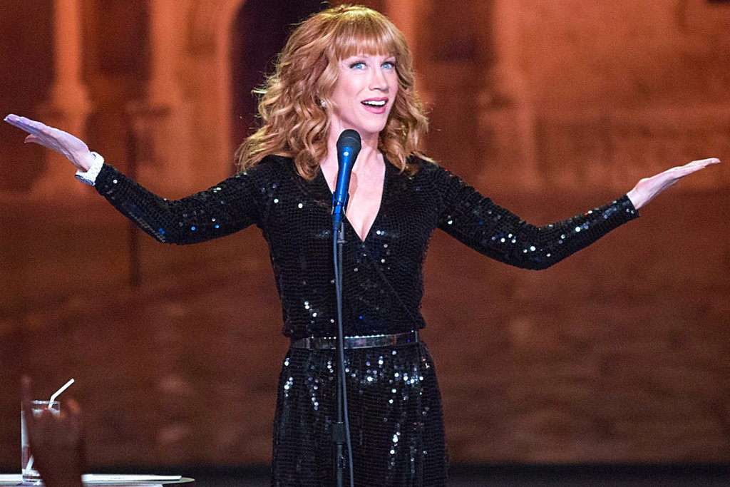 KATHY GRIFFIN SPECIALS -- "Kathy Griffin: Record Breaker" -- Pictured: Kathy Griffin, Guiness World Records Representative -- (Photo by: Rick Kern/Bravo)