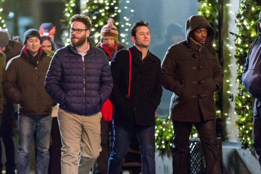 Seth Rogen, Joseph Gordon-Levitt and Anthony Mackie are seen filming in New York City