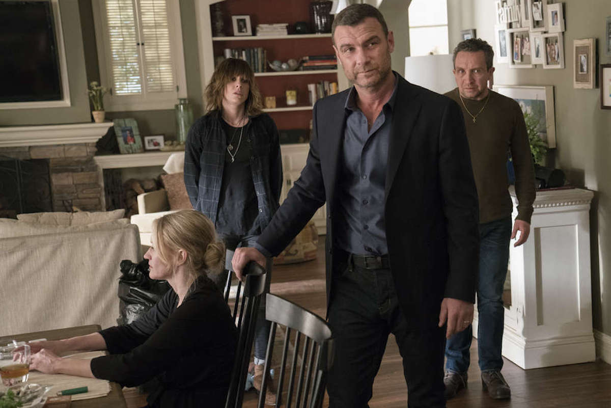 Paula Malcomson as Abby Donovan, Katherine Moennig as Lena, Liev Schreiber as Ray Donovan and Eddie Marsan as Terry Donovan in RAY DONOVAN (Season 4, Episode 03). - Photo: Michael Desmond/SHOWTIME - Photo ID: RayDonovan_403_498.R